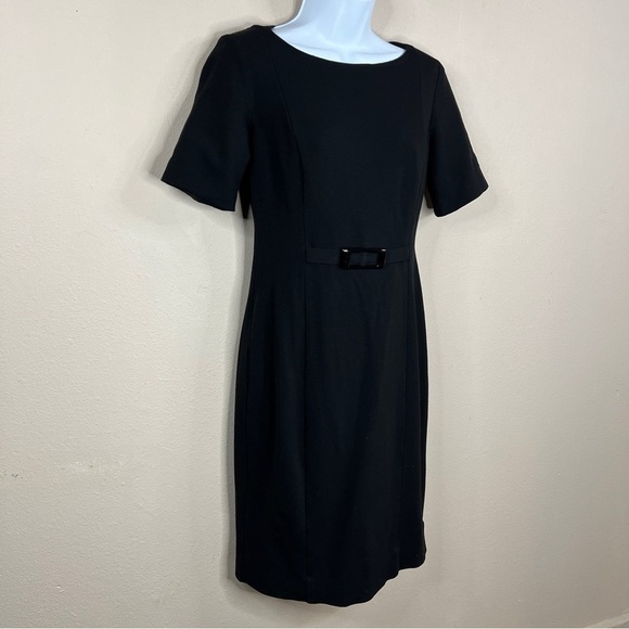 Size 2 Classiques Entier Classic Black Dress Stretch Sheath Event Party Cocktail - Picture 4 of 11